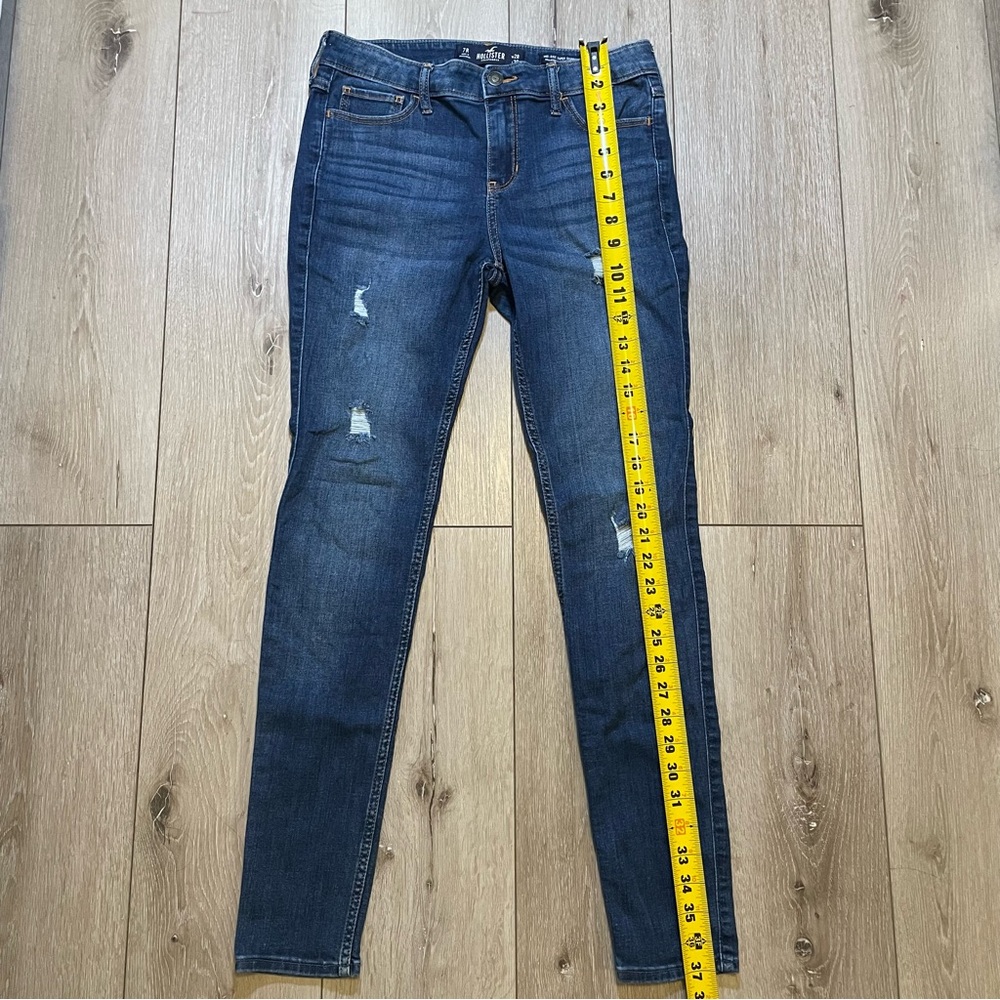 Hollister Co. Epic Flex Dark Wash Distressed Super Skinny Y2K Denim Jeans 7 R - Picture 5 of 7